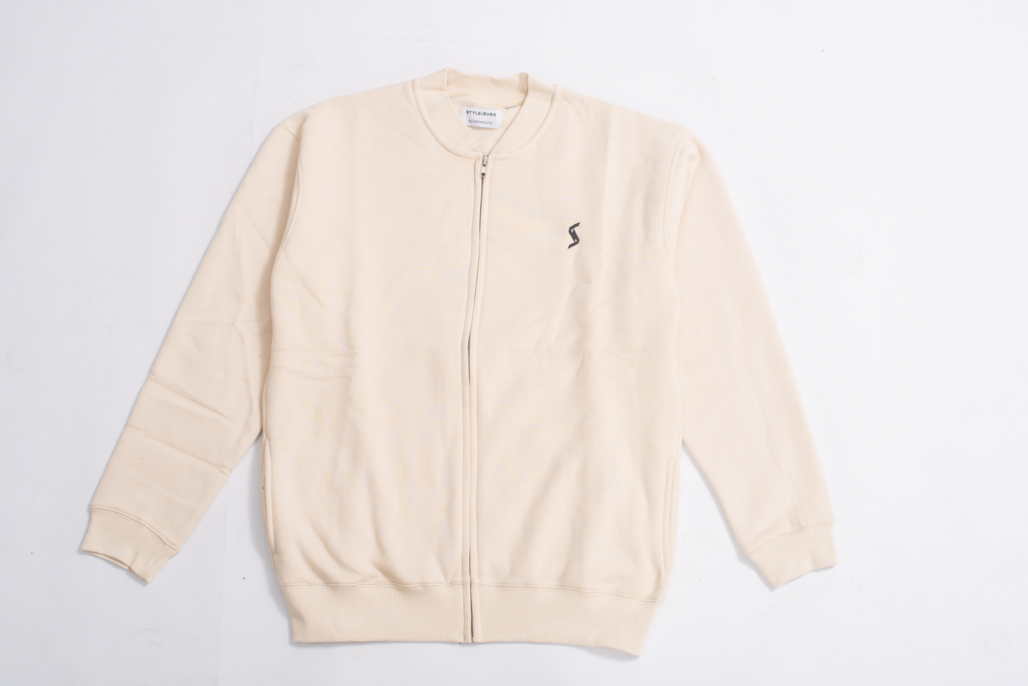 Men’s Moon Beam Cotton Fleece Bomber Jacket front view, elegant design and snug fit.