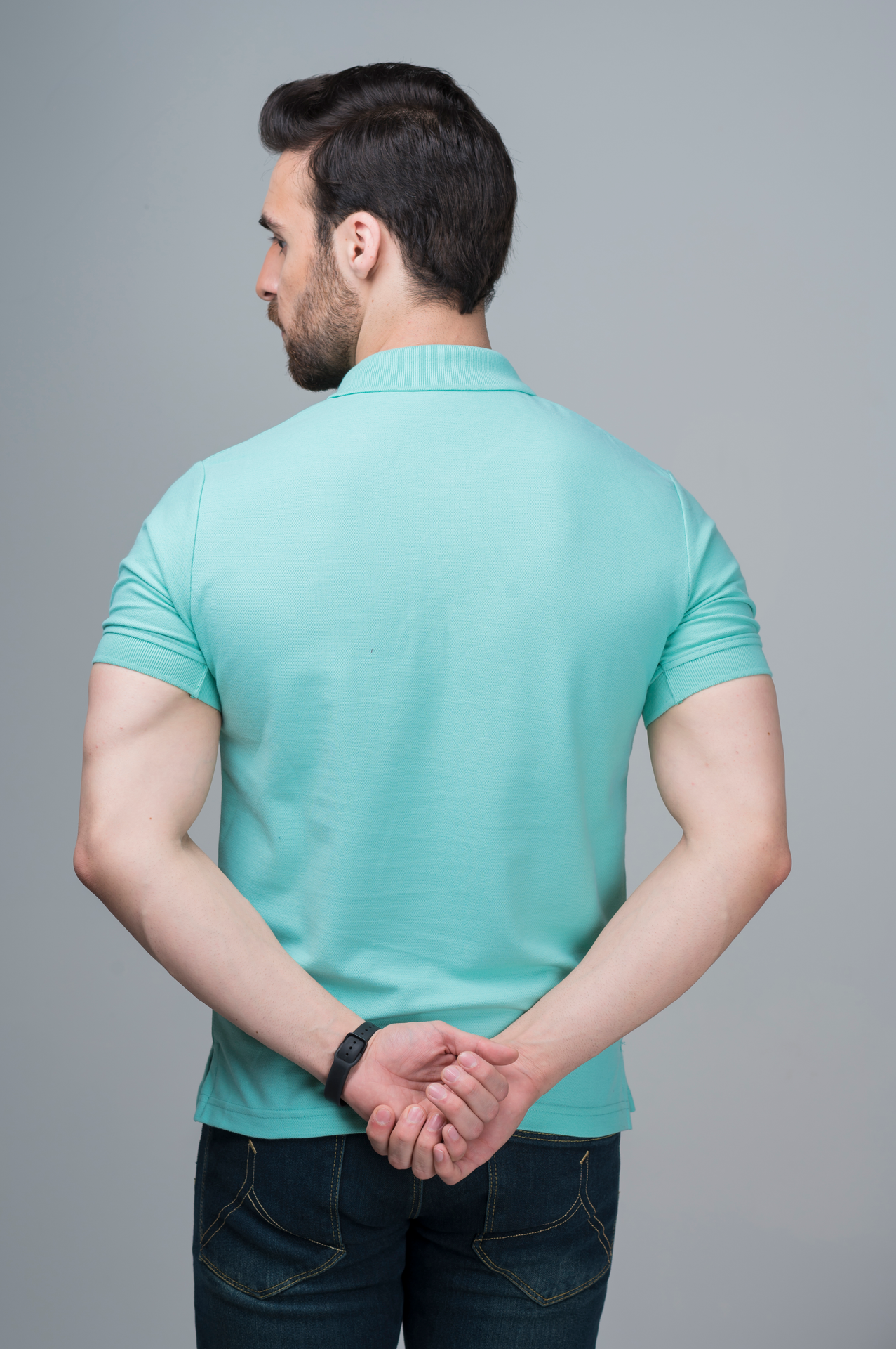 Men’s Beveled Glass Classic Polo back view, displaying the classic design and smooth finish.