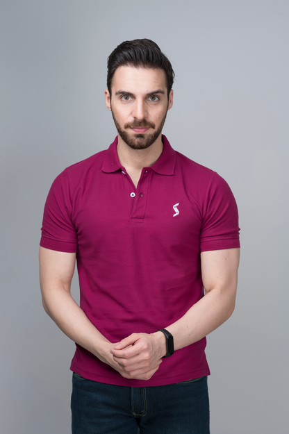 Men’s Vivacious Classic Polo front view, featuring sleek spread collar and short sleeves for a vibrant look.