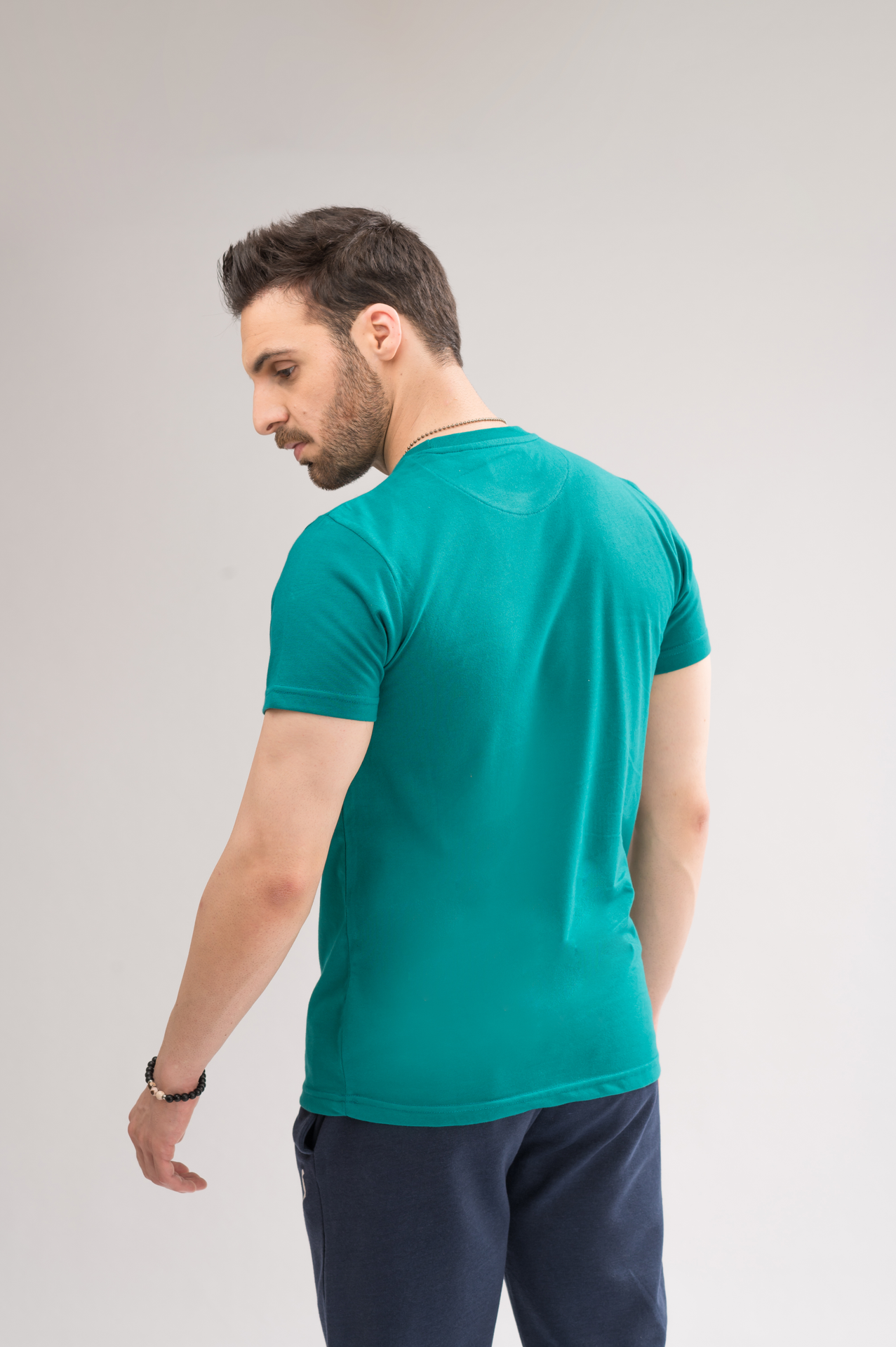 Men’s Kayaking Green Regular Fit T-Shirt back view, displaying the classic design and smooth finish.