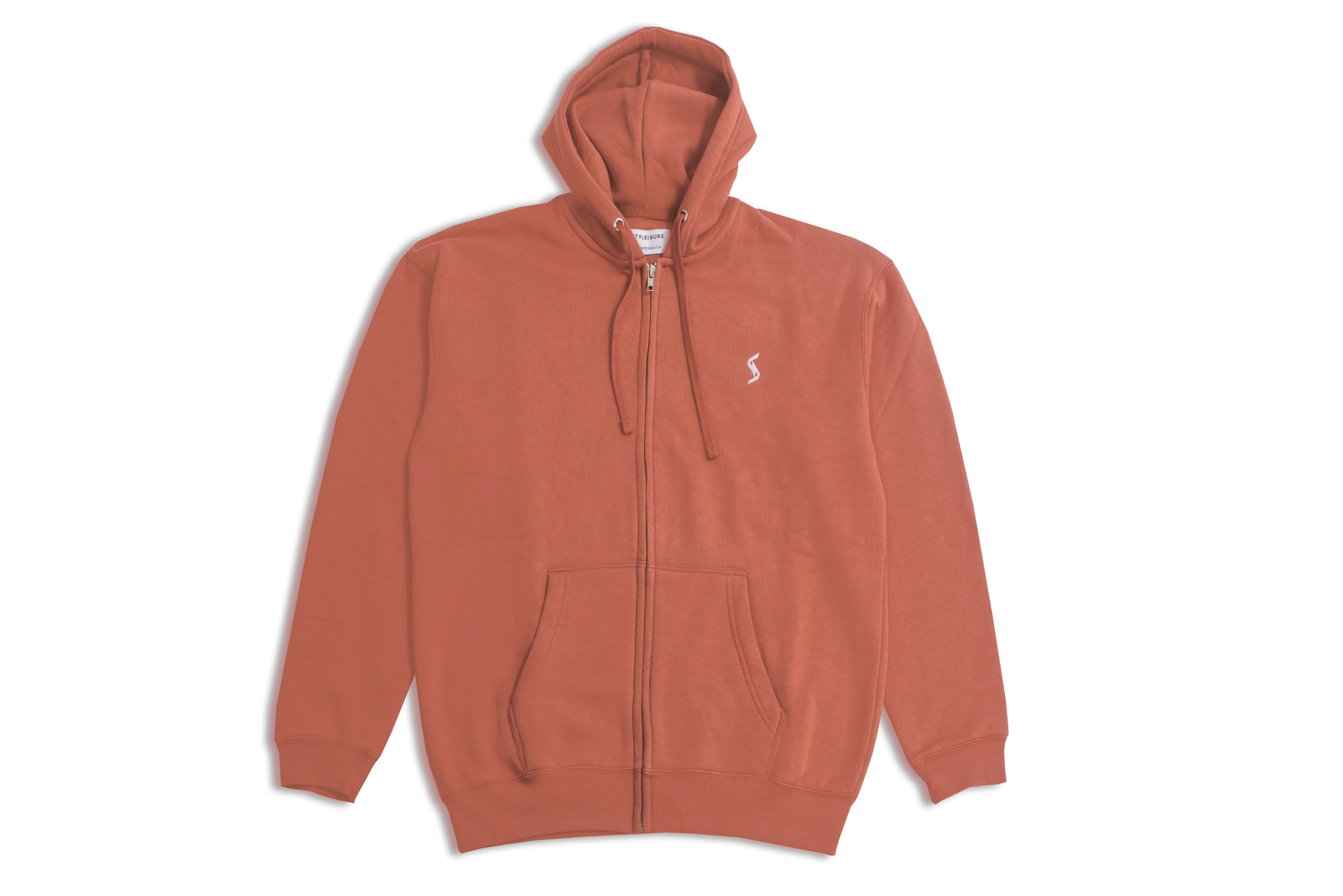 Men’s Coconut Brown Classic Zip-Up Hoodie front view, featuring adjustable drawstrings and front kangaroo pocket for comfort and style.