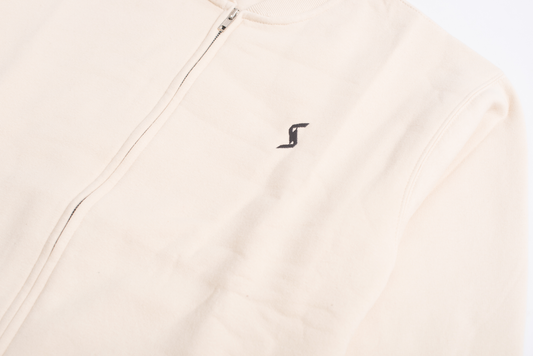 Close-up of Moon Beam Cotton Fleece material, emphasizing soft and luxurious fabric quality.