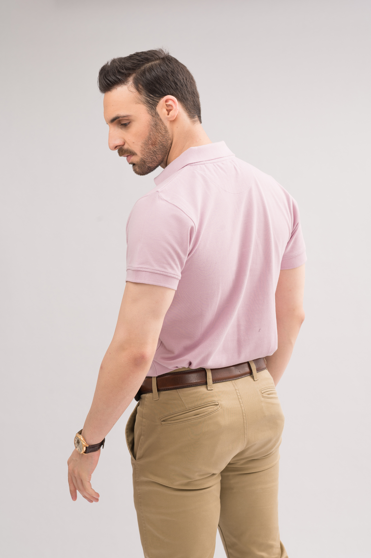 Men’s Pink Lady Classic Polo back view, displaying the classic design and smooth finish.