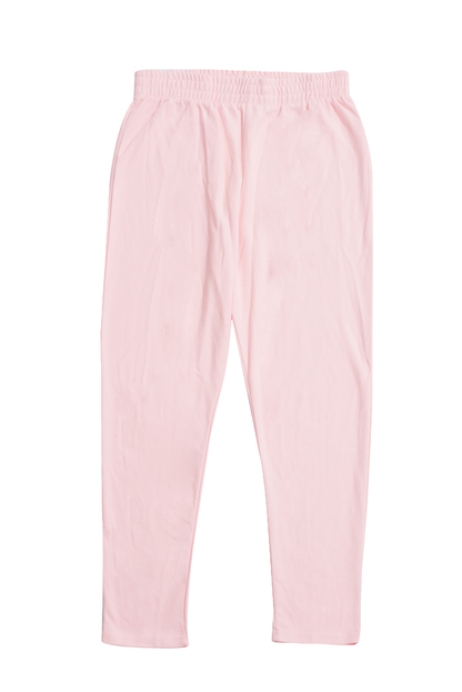 Close-up of the elasticated waistband and honeycomb pique fabric of Women’s Rose Shadow Cotton Blend Pants, highlighting the comfort and breathability.